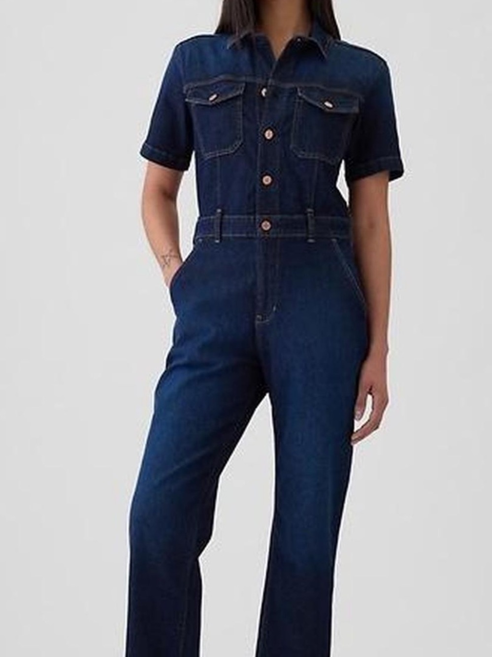 Gap Dark Blue Denim Jumpsuit 16 Tall